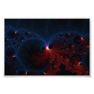Rote blaue Zellen-Fraktal-Kunst Fotodruck