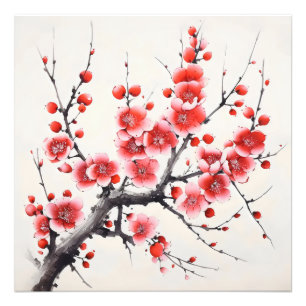 Rote blühende Blume Fotodruck