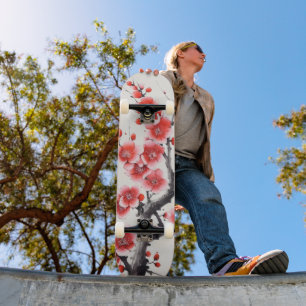 Rote blühende Blume Skateboard