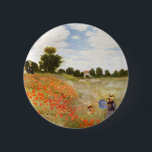 Rote blühende Mohnblumen - Claude Monet Button<br><div class="desc">Claude Monets Meisterwerkmalerei der Frauen,  die durch Feld der roten Mohnblumen gehen</div>