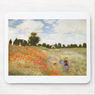 Rote blühende Mohnblumen - Claude Monet Mousepad