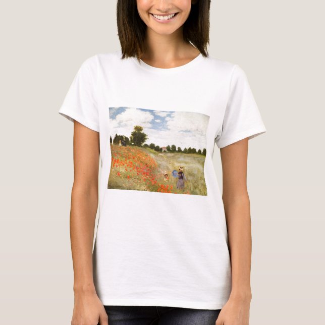 Rote blühende Mohnblumen - Claude Monet T-Shirt (Vorderseite)