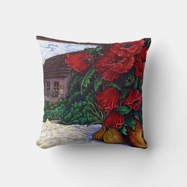 Rote Blume 16" x 16" Kissen (Vorderseite)