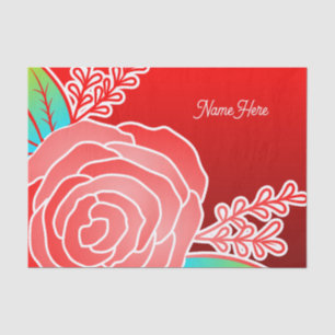 Rote Blume Abstrakt Style Persönlicher Name Seidenpapier
