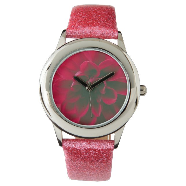 Rote Blume Armbanduhr (Vorderseite)