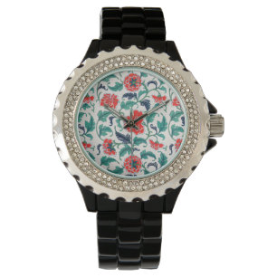 Rote Blume Armbanduhr
