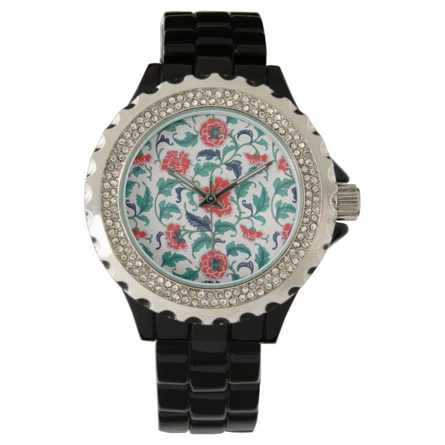 Rote Blume Armbanduhr (Vorderseite)