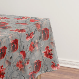 Rote Blume auf Dunkelgrau, Rote Pfeffer Blumendruc Tischdecke