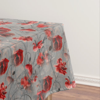 Rote Blume auf Dunkelgrau, Rote Pfeffer Blumendruc Tischdecke