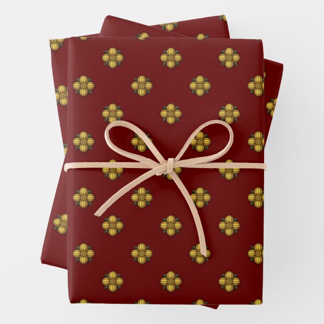 Rote Blume auf dunklem Rot Geschenkpapier Set (Beispiel)