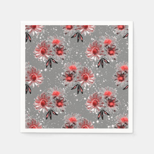 Rote Blume auf grau Serviette
