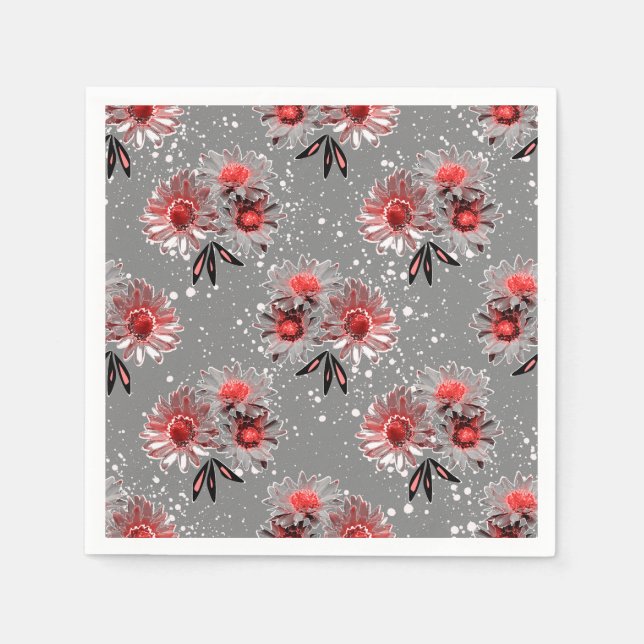 Rote Blume auf grau Serviette (Vorderseite)