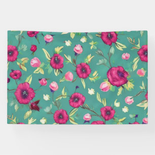 Rote Blume auf grünem Hintergrund Banner