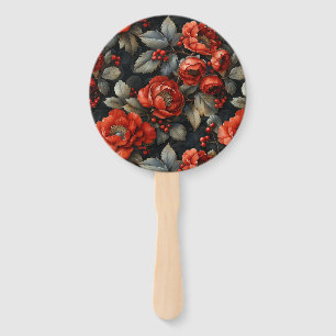 Rote Blume auf schwarz Fächer