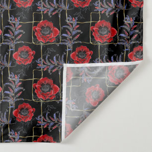 Rote Blume auf schwarz. Wandteppich