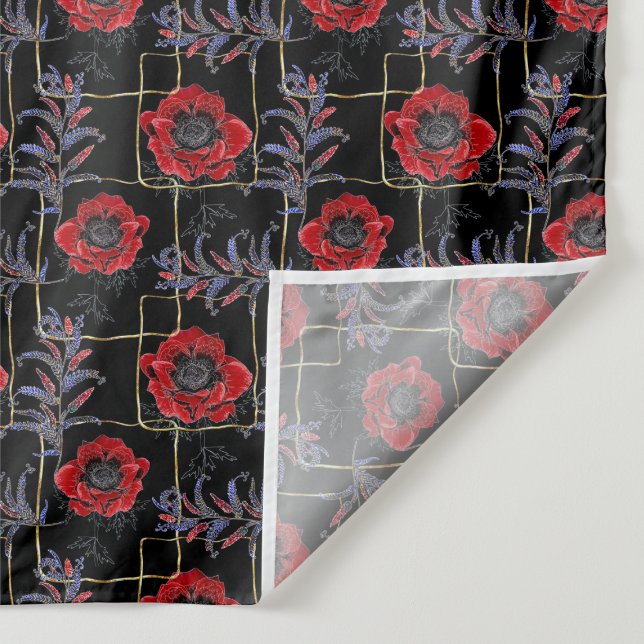 Rote Blume auf schwarz. Wandteppich (Detail)