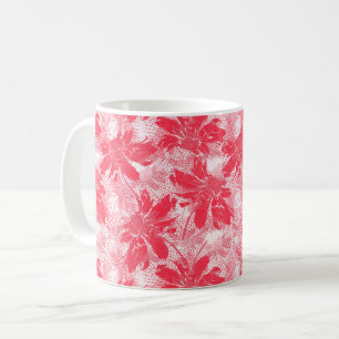 Rote Blume auf Weiß. Kaffeetasse