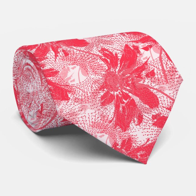 Rote Blume auf Weiß. Krawatte (Gerollt)