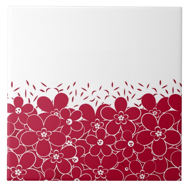 Rote Blume auf weißem Hintergrund Fliese (Vorderseite)