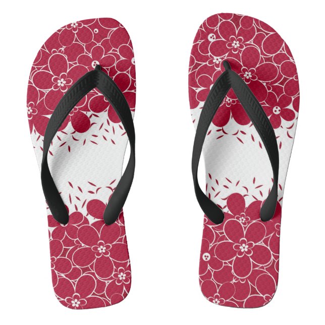 Rote Blume auf weißem Hintergrund Flip Flops (Fußbett)