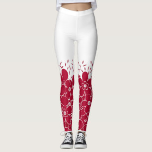 Rote Blume auf weißem Hintergrund Leggings