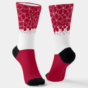 Rote Blume auf weißem Hintergrund Socken