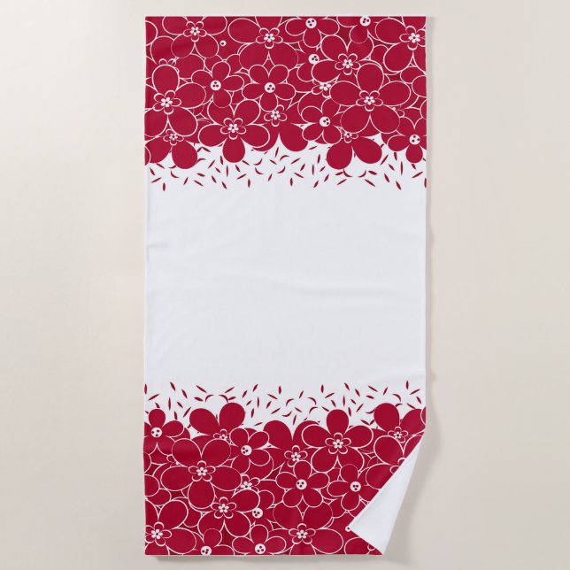 Rote Blume auf weißem Hintergrund Strandtuch (Vorderseite)