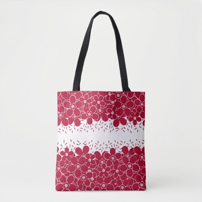 Rote Blume auf weißem Hintergrund Tasche (Vorderseite)