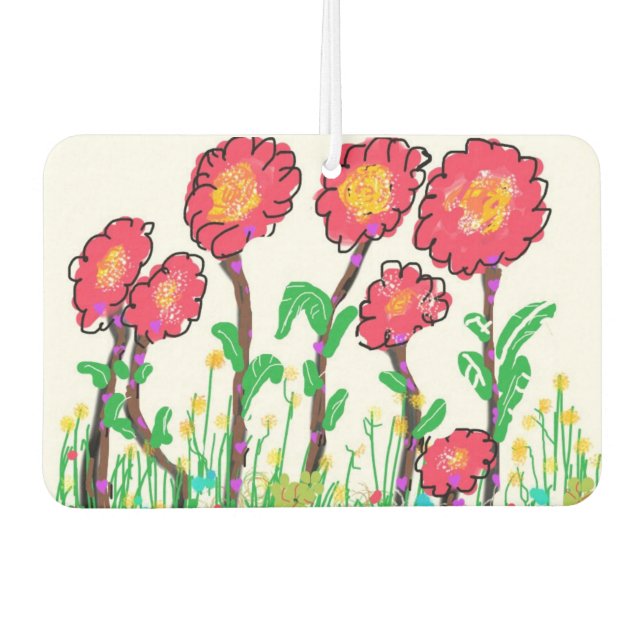 Rote Blume Autolufterfrischer (Vorderseite)