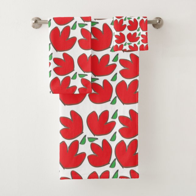 Rote Blume Badhandtuch Set (Insitu)