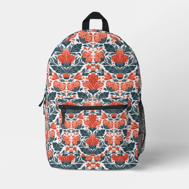 Rote Blume Bedruckter Rucksack (Vorderseite)
