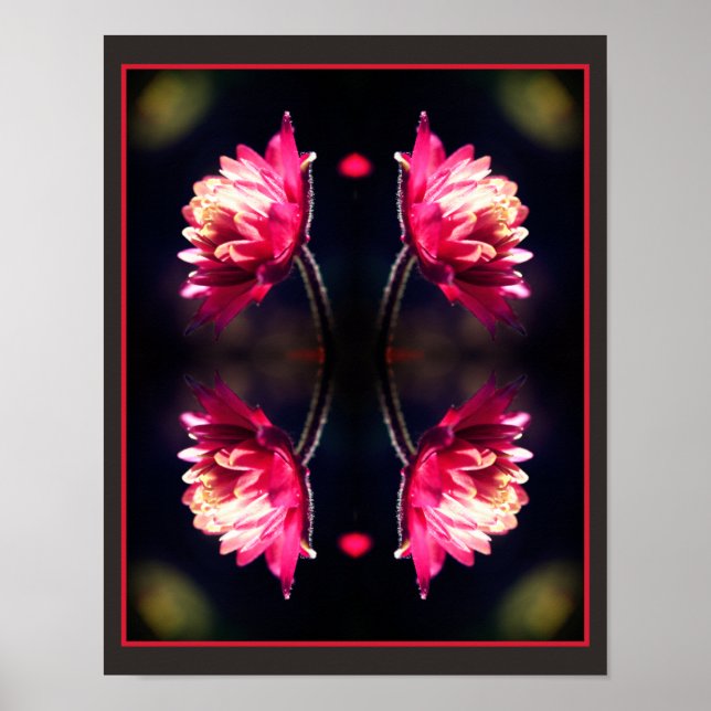 Rote Blume bei Sonnenlicht Naher Spiegel Abstrakt Poster (Vorne)