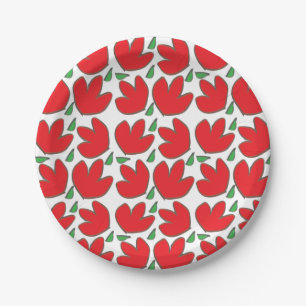 Rote Blume Blumenmuster Geburtstag Pappteller