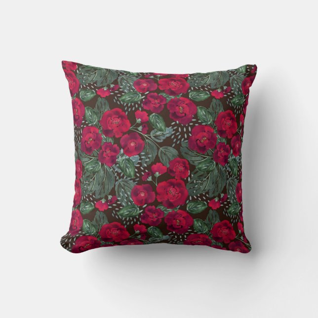 Rote Blume, Blumenmuster im Wasser. Kissen (Vorderseite)