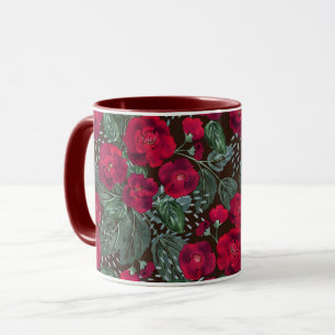 Rote Blume, Blumenmuster im Wasser. Tasse