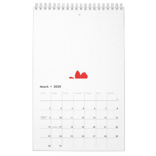 Rote Blume Blütenmuster mit hellblauer Mitte. Kalender