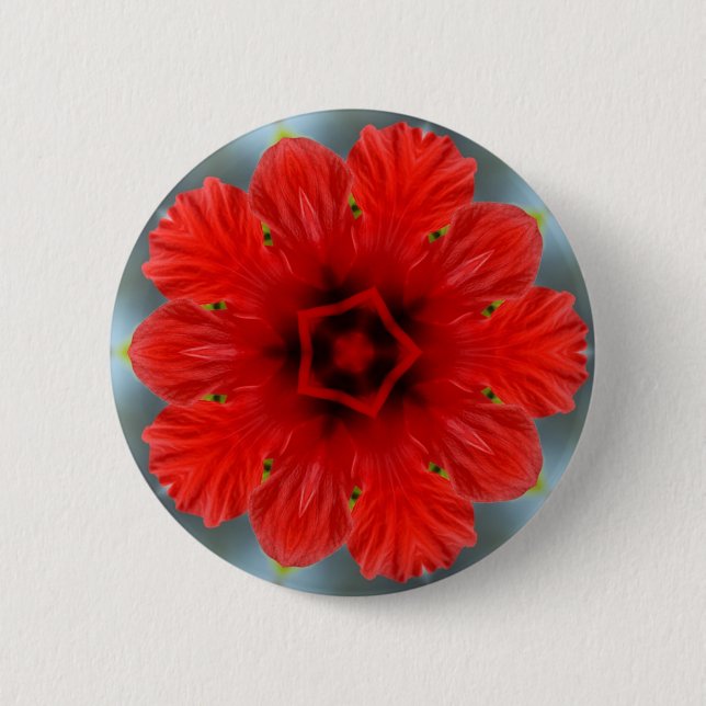 Rote Blume Button (Vorderseite)