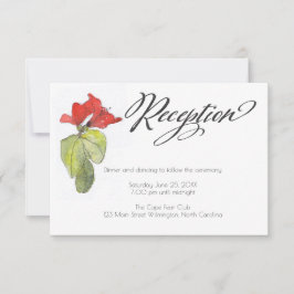 Rote Blume Calligrafie Script Hochzeitsempfang Einladung
