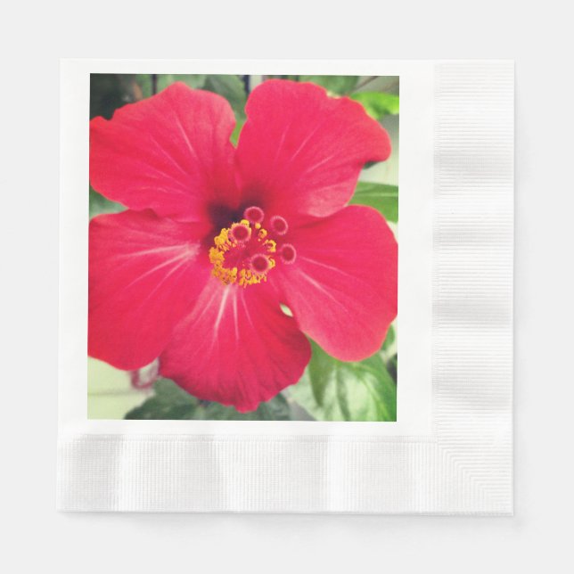 Rote Blume des Hibiskus Rosa-sinensis Serviette (Vorderseite)
