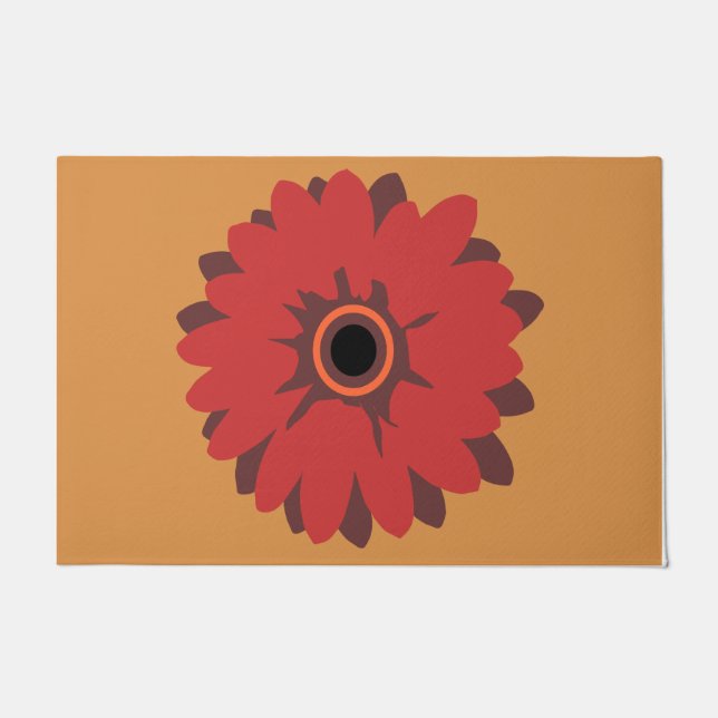 Rote Blume Doormat, Hausmeistergeschenk, Blumenkoh Fußmatte (Vorderseite)