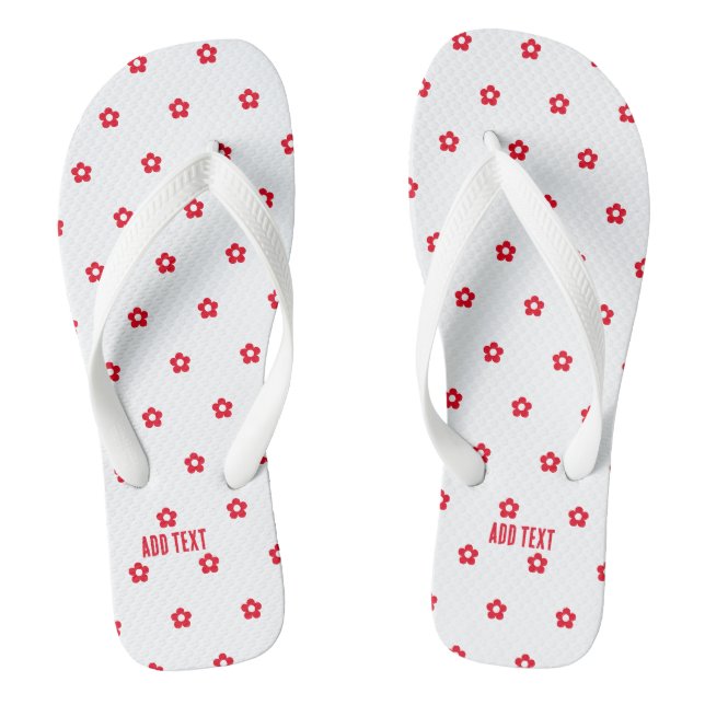 Rote Blume druckt Text hinzufügen Stilvolle Sandal Flip Flops (Fußbett)