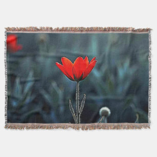 Rote Blume Dunkle Nacht Einsamkeit Kunst Decke