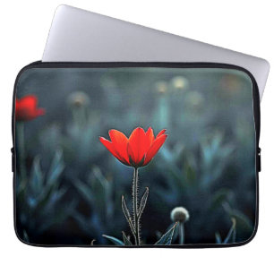Rote Blume Dunkle Nacht Einsamkeit Kunst Laptopschutzhülle