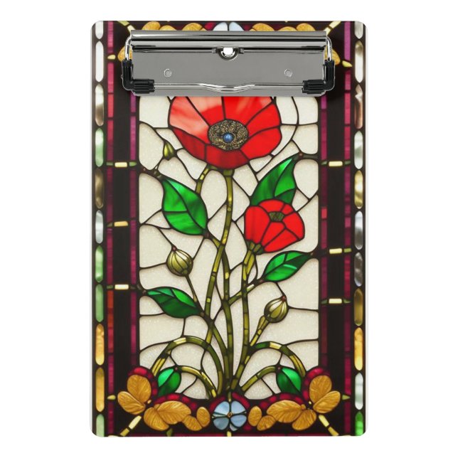 Rote Blume Elegante Kunst, Dichtung und Musik Mini Klemmbrett (Vorderseite)
