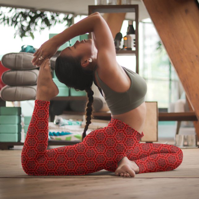 Rote Blume Fett Elegantes Muster floraler Hype Leggings (Von Creator hochgeladen)