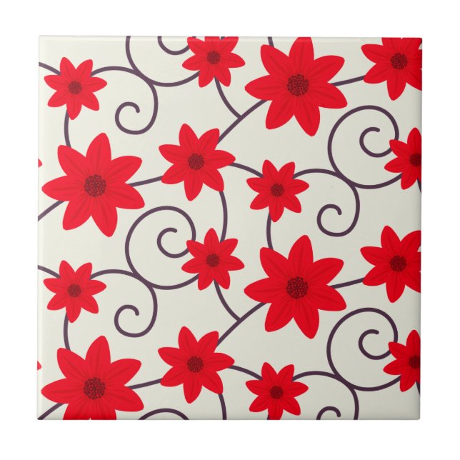 Rote Blume Fliese (Vorderseite)