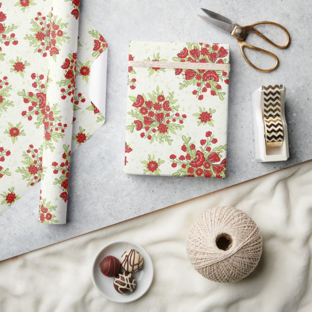 Rote Blume Frühlingsblume Geschenkpapier (Kunsthandwerk)