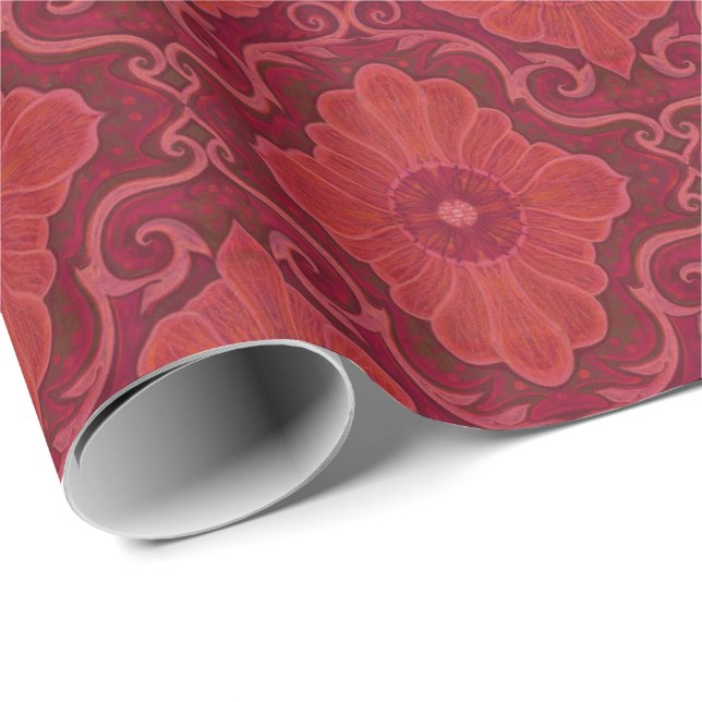 Rote Blume Geschenkpapier (Rolleneckpunkt)