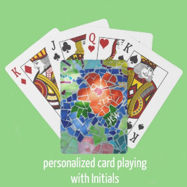 Rote Blume Green Koi Fisch farbenfrohe Mosaik Spielkarten