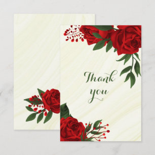 Rote Blume, grüne Blätter Dankeskarte